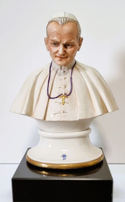 CAPODIMONTE®- popiersie Papieża Jana Pawła II - R.GUIDOLIN Vintage