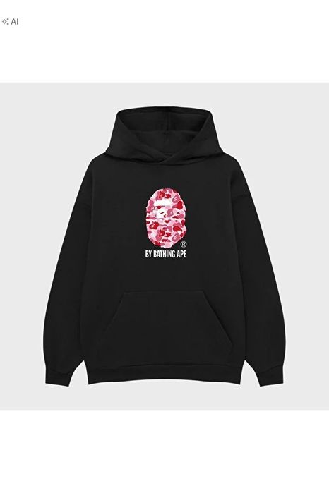 Czarna męska bluza z kapturem i różowo czerwonym printem xl 5ia