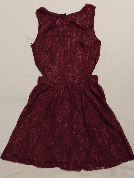 Bordowa sukienka, koronka rozm 36/8