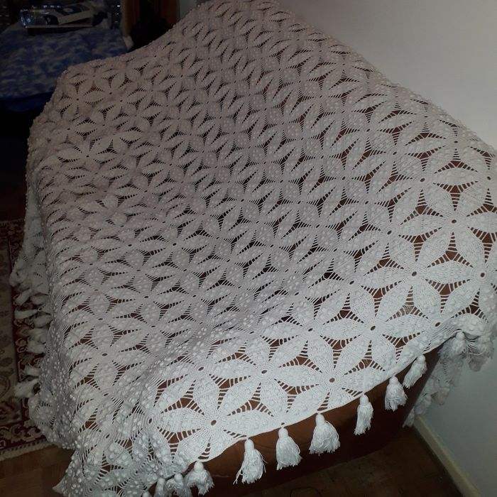 Napron saco base de copos do paquistao-Enorme manta em croché