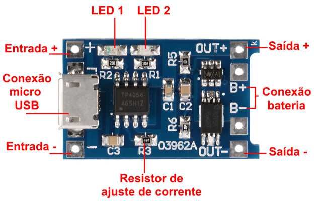 Kit Suporte Adaptador Individual De Pilha 18650 + TP4056