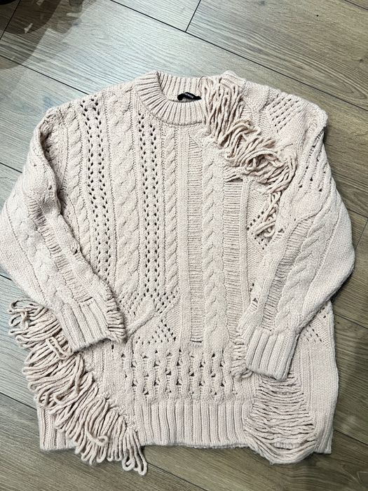 Reserved Zara sweter z frędzlami pudrowy róż must have S 199zl!
