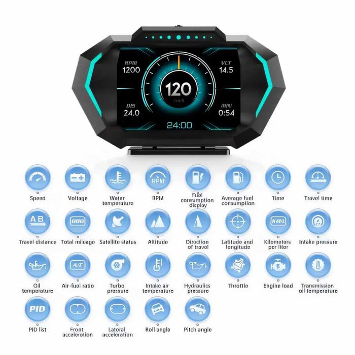 Автомобільні HUD дисплеї на лобове скло — OBD2/GPS, різні моделі, нові