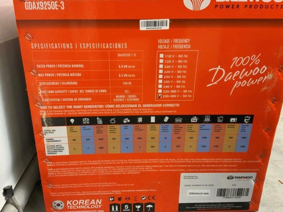 Gerador gasolina Daewoo 6,5 kW