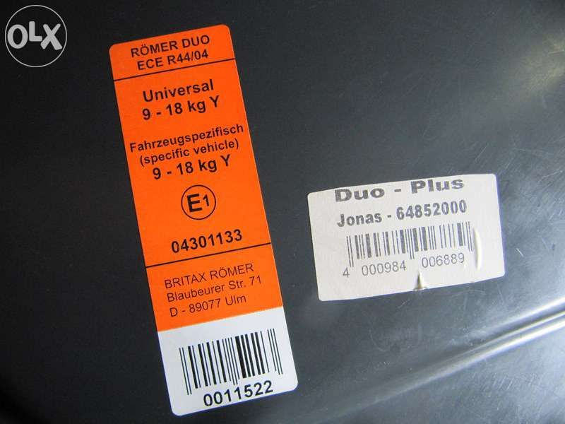 Cadeira auto romer duo plus isofix grupo 1 (até 18 kg)