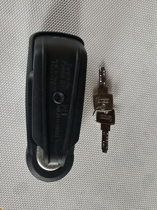 PREMIUM Blokada tarczy hamulcowej ABUS Detecto 7000 RS1 zabezpiecza motocykl rower ALARM 100dB !