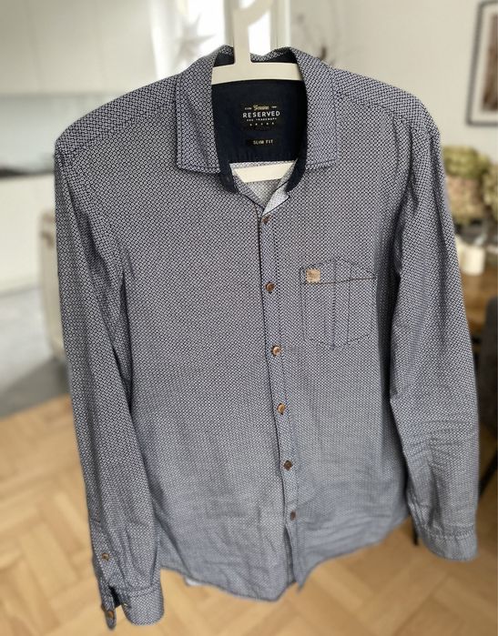 Koszula elegancka rozmiar S szara męska reserved slim fit