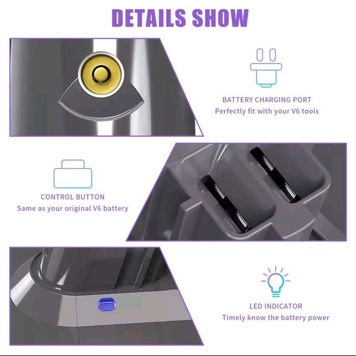 2x baterias compatíveis Dayson DC58/V6