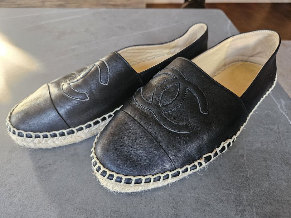 Chanel _  espadryle  czarne skóra naturalna  42  / 25,5 cm
