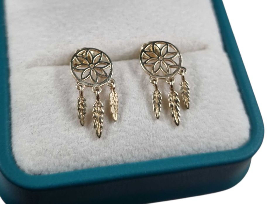 Nowe złote kolczyki – łapacze snów 1,48 g p585 (14k)