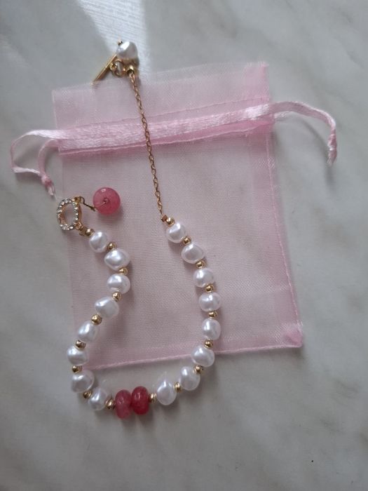 Продам браслет з перлів та з рожевим камінням