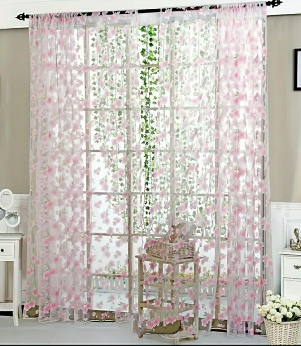 Firany zasłony w kwiaty