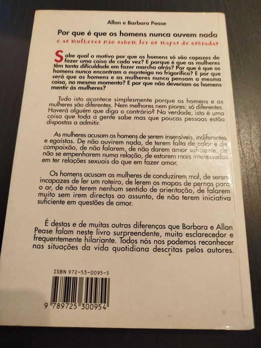 livros, por exemplo: "Por que é que os homens nunca ouvem nada"