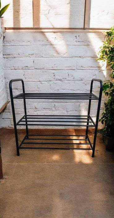 Regał na buty loft 3-poziomowy metalowy organizer czarny stojak LOFT