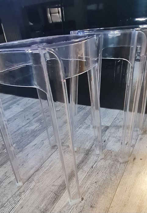 Stołki krzesła Charles 46  transparentne  poliwęglan 2 szt