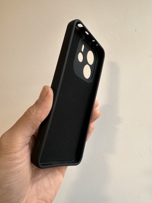 Etui Plecki Silikon czarne + SZKŁO hartowane do XIAOMI REDMI NOTE 14