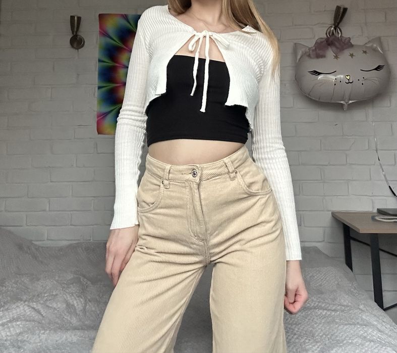 Вельветові штани Bershka Wide Leg