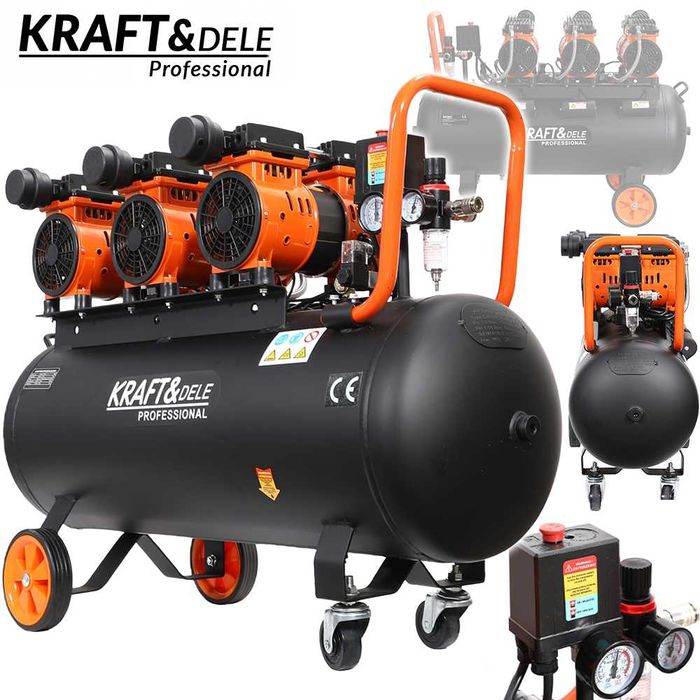 KRAFT&DELE Kompresor Bezolejowy 100l Sprężarka 230v 3x1500W KD1394
