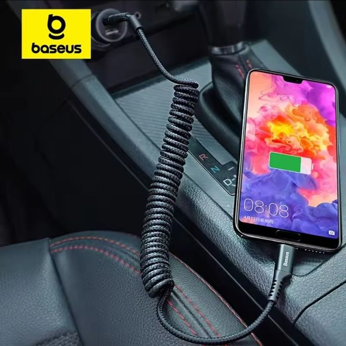 Кабель в авто Baseus Fish-eye Spring Data Cable USB для Type-C 2A 1м