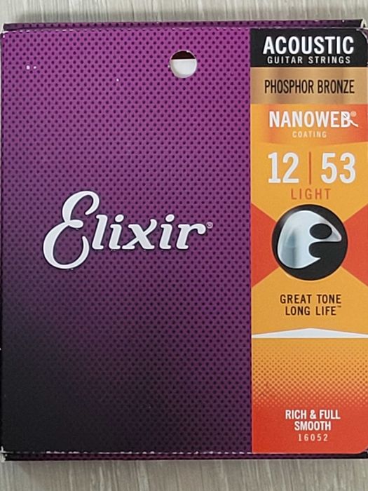Struny do gitary akustycznej Elixir Nanoweb Phospor Bronze 12 53