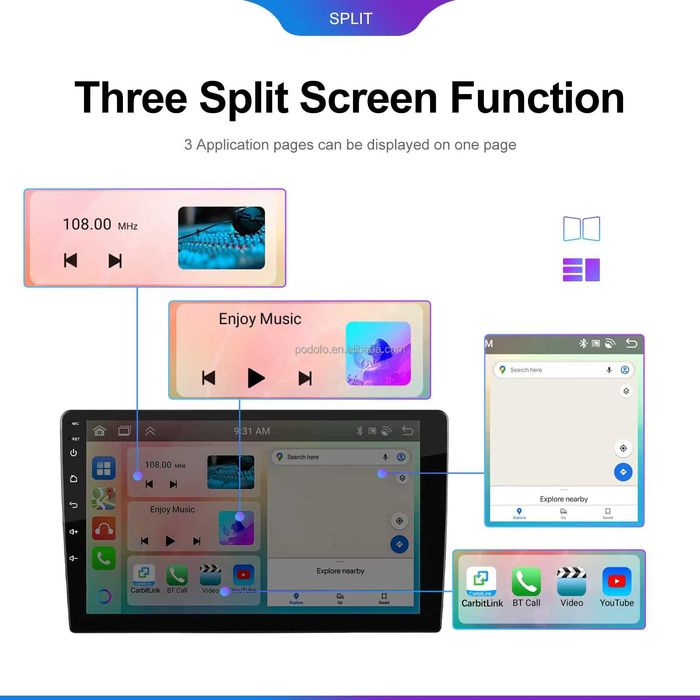 Rádio Android 9" 4/64GB | Wireless CarPlay/Auto | VW Polo (2017-25)