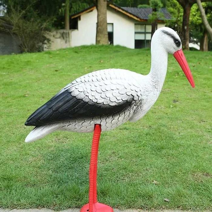 Bocian Stojący Duży Jak Żywy Figurka Ogrodowa Dekoracja Do Ogrodu 78Cm