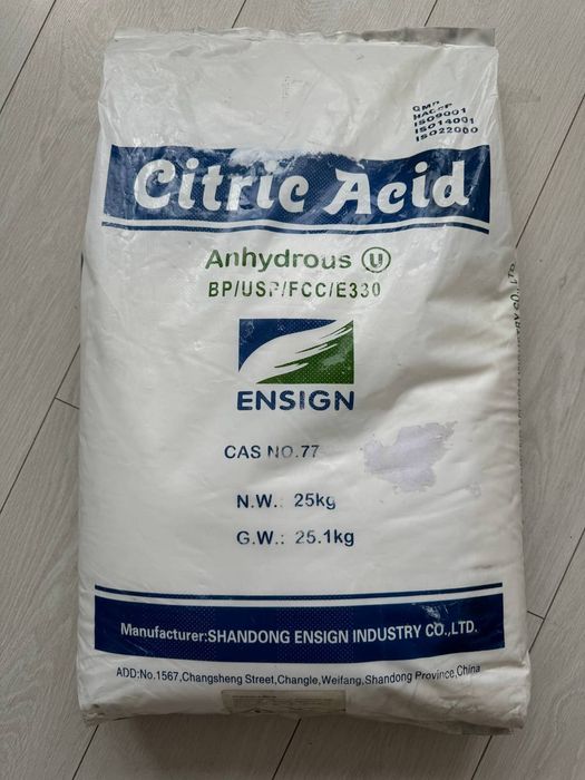 Лимонна кислота Ангідрид (безводня) 1кг або 25кг Харчова добавка