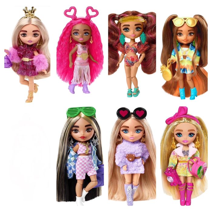 Barbie extra minis барби экстра мини радужная шатенка
