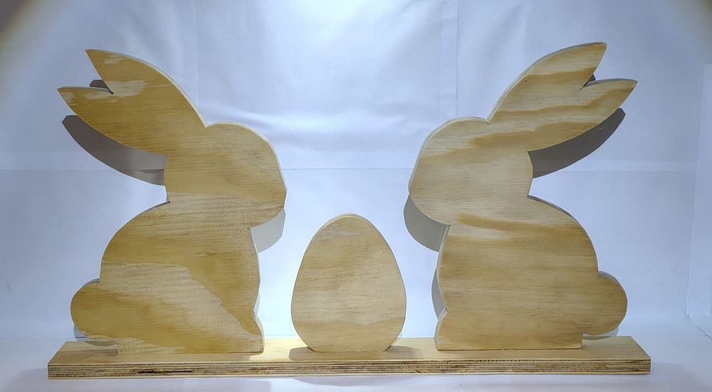 Zając drewniany stroik wielkanocny handmade