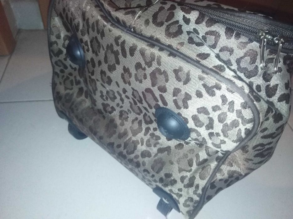 Mala viagem trolley padrão leopardo 50x25cm