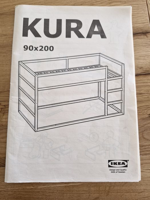 Łóżko piętrowe dwustronne 90x200 cm  KURA IKEA