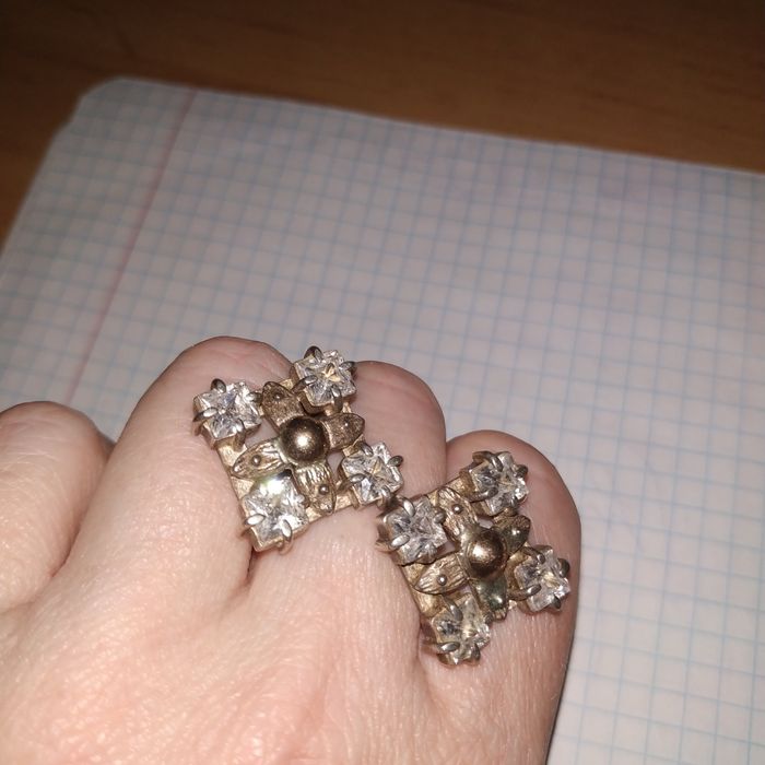 Серьги серебряные с золотой вставкой 925