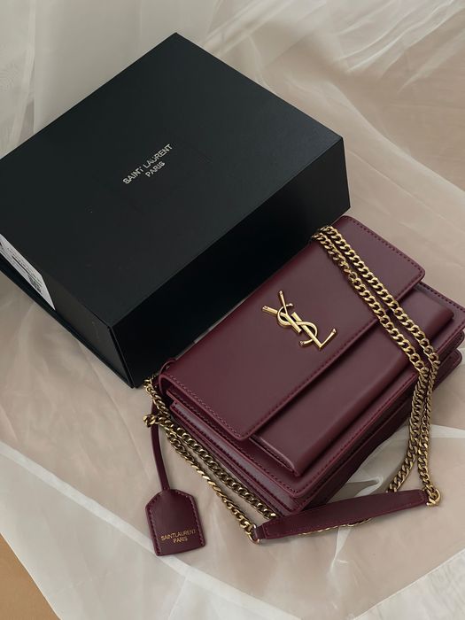 Сумка Saint Laurent / сумочка шкіряна бордова бургунді