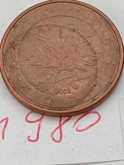 M980, starocie stara moneta 5 euro cent Niemcy 2002 J