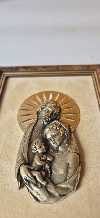 Stary obrazek Święta Rodzina relief T15