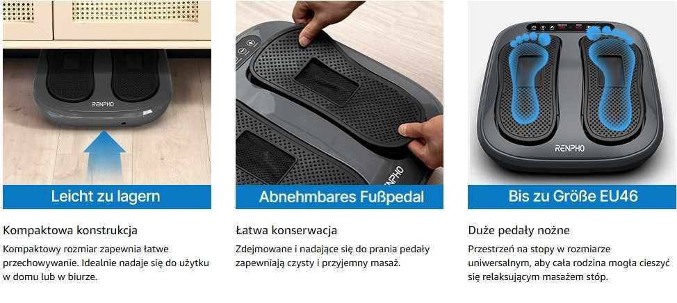 Wibracyjny masażer do stóp elektryczny Shiatsu + pilot relaksujący RENPHO
