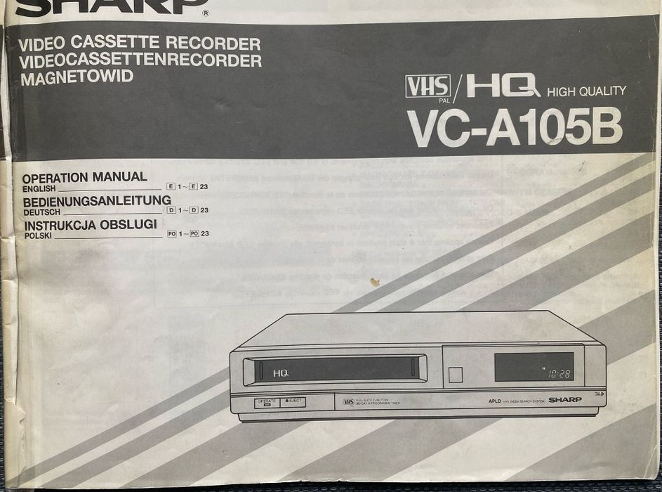 Sharp vc a105b magnetowid sprawny