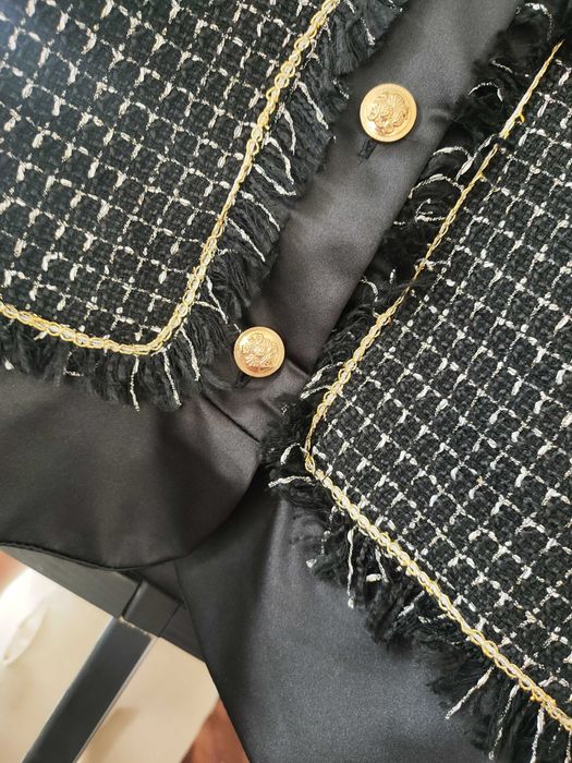 Komplet na zimę marynarka i spódnica tweed szyk S M