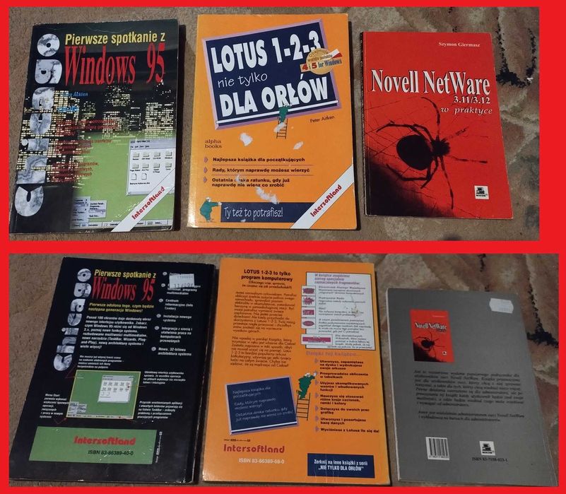 8 książek komputerowych retro: Pascal / Linux / Windows 95 / Word