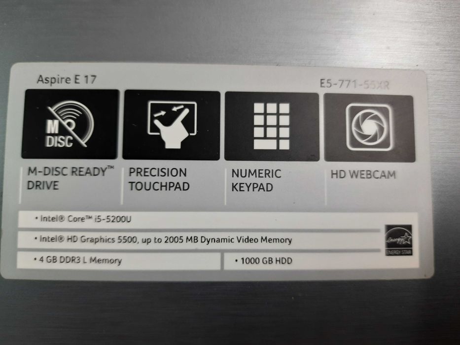 Продам б/в ноутбук Acer Aspire E5-771 17,3" Dual Core i5-5200U