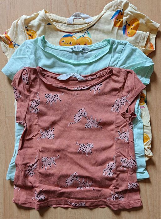 Koszulki dziewczęce H&M r. 98/104, 3 szt.