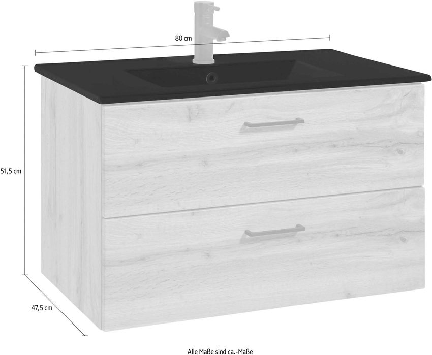 Szafka łazienkowa z umywalką CERAMICZNĄ i korek klik klak NOWA 80X45