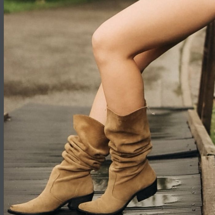 Козаки 38 р 24.5 стелька натуральна замша Zara