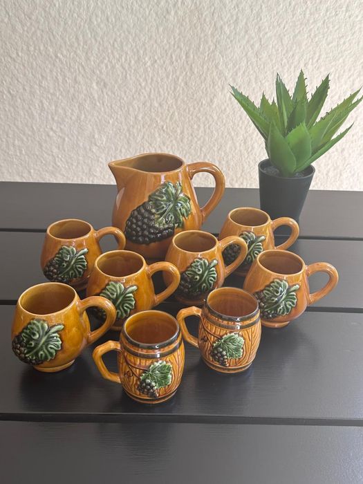 Canecas de cerâmica artesanais tema vindimas/vinho