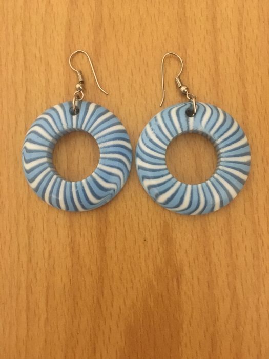 Голубые серьги-подвески сережки