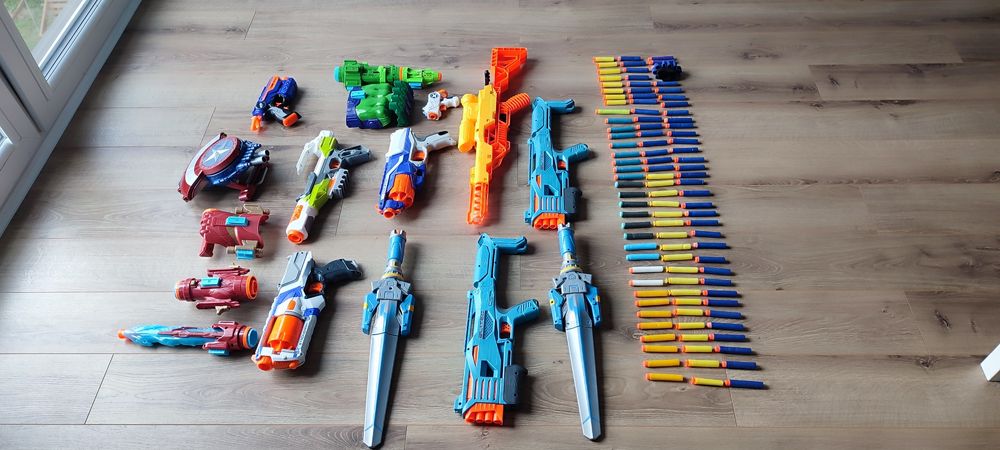 Pistolet NERF pistolety zestaw karabin miecz
