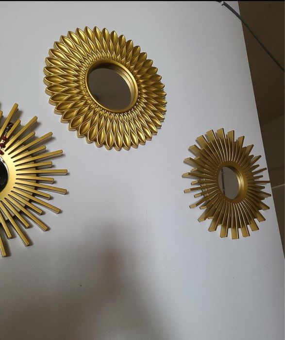 Zestaw 3 Luster Złote Słońce Dekoracyjne Słoneczka Glamour NOWE Poznań