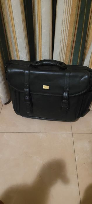 Mala de professor em pele genuína para tranporte de documentos e port