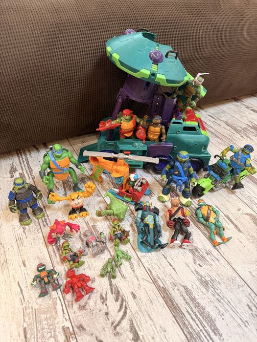 Ниндзя черепашки машина, мотоцикл, вертолёт, фигурки