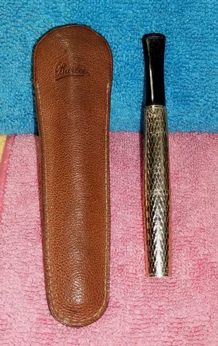 Boquilha antiga Barlei metal cor dourado em bolsa de couro original